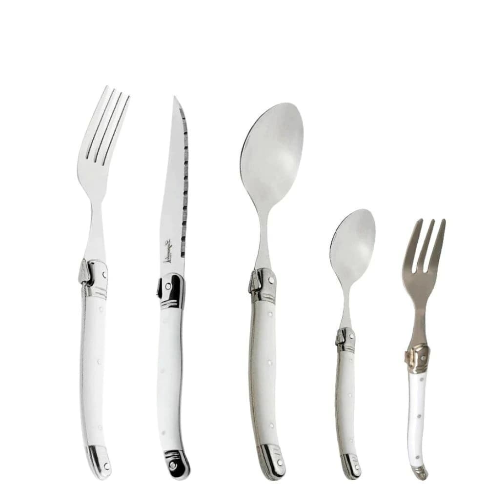 Faqueiro de Aço Inox Laguiole Branco 30pçs