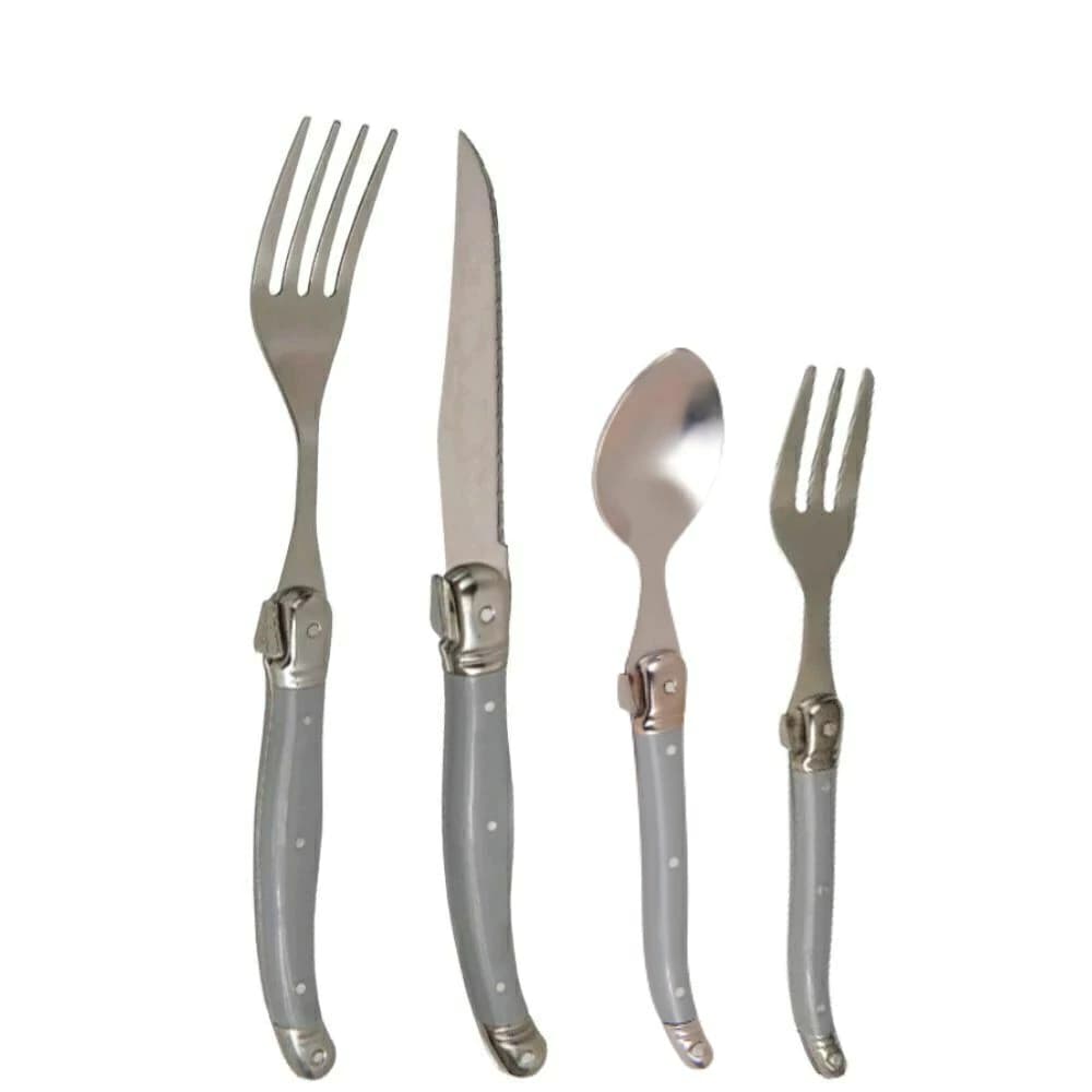Faqueiro de Aço Inox Laguiole Cinza 24pçs