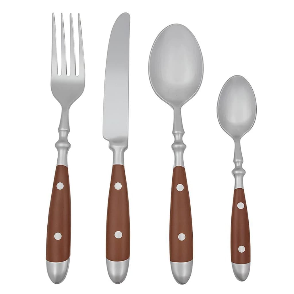 Faqueiro de Aço Inox Marrom 16pçs