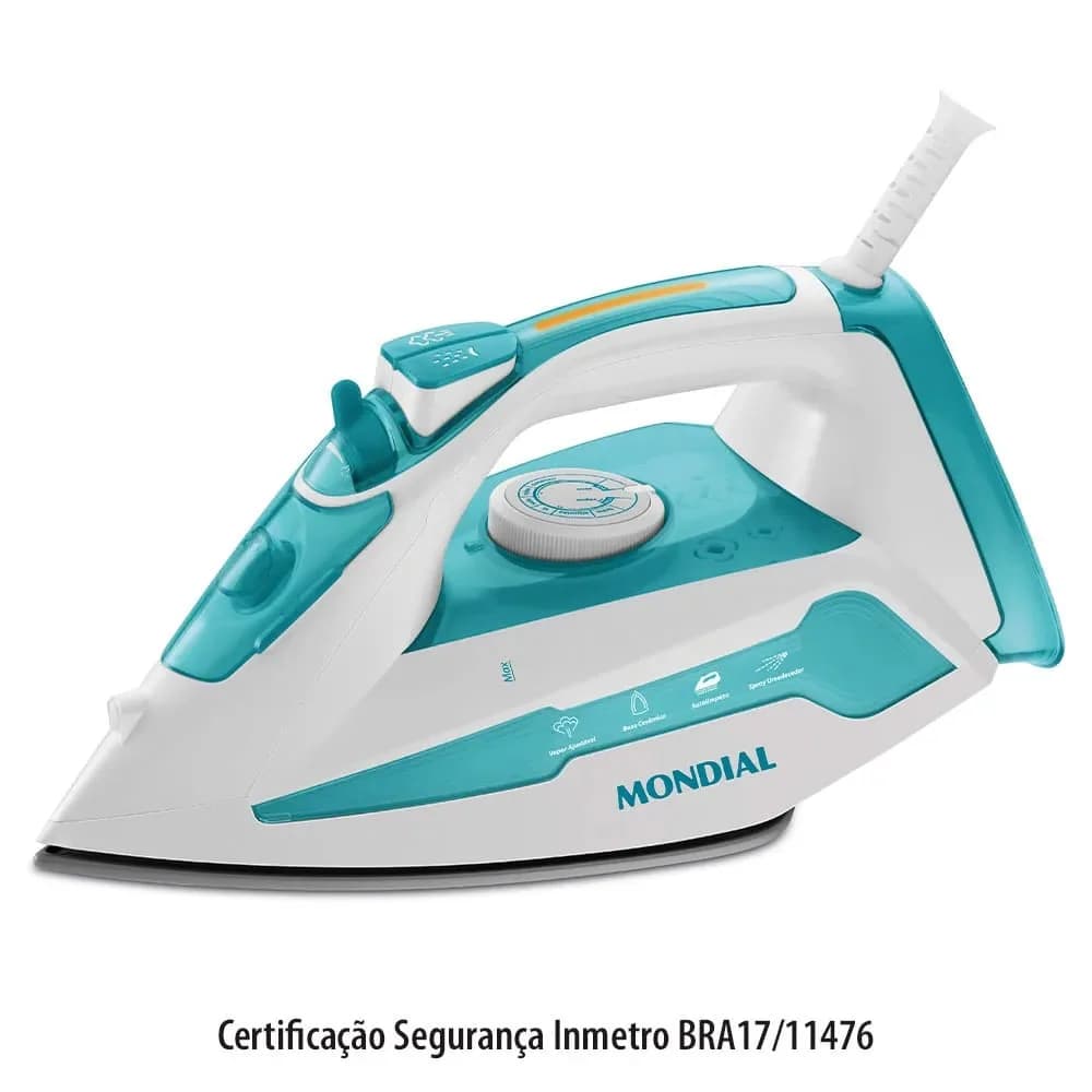 Ferro de Passar a Vapor Mondial com Spray Ceramic Azul — Ferro de Passar a Vapor Mondial com Spray Ceramic Azul · Ref. 3436