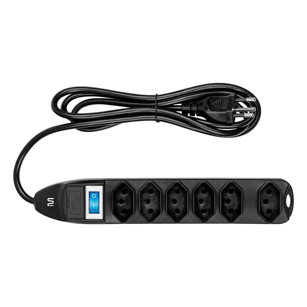 Filtro de Linha 6 Tomadas Linear Preto Wi221 - Multi