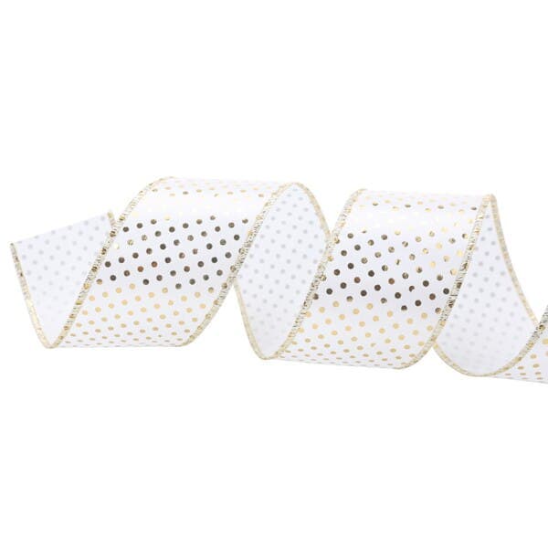 Fita Decorativa de Natal Poá Branca e Prata 6,3cmx9,14m Cromus