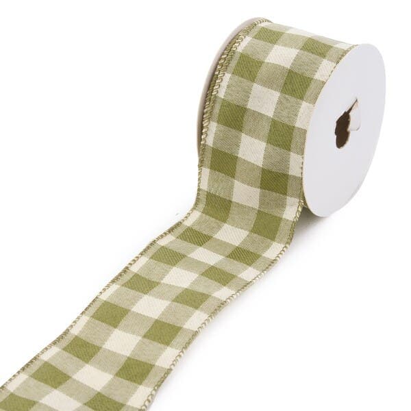 Fita Decorativa de Natal Xadrez Verde e Branca 6,3cmx9,14m Cromus
