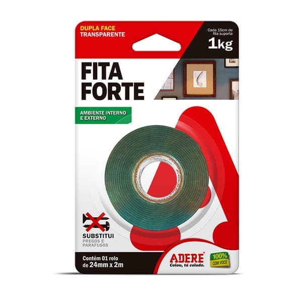 Fita Forte Transparente 24mm X 02m Adere