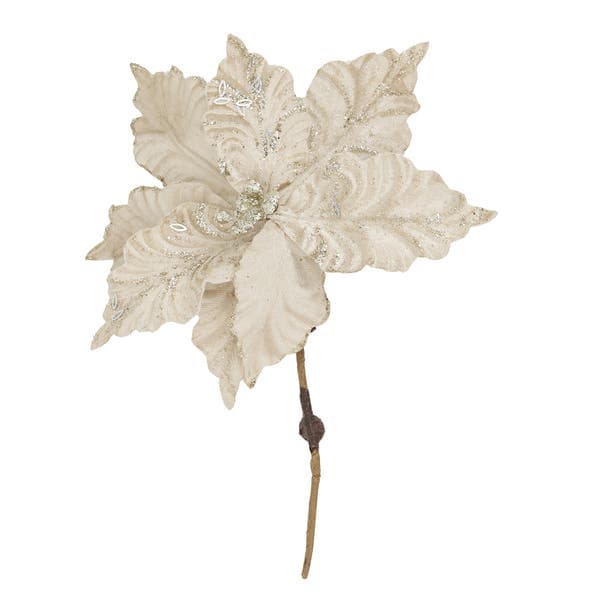 Flor de Natal Poinsétia Champagne Tecido 20x22x22cm Cromus
