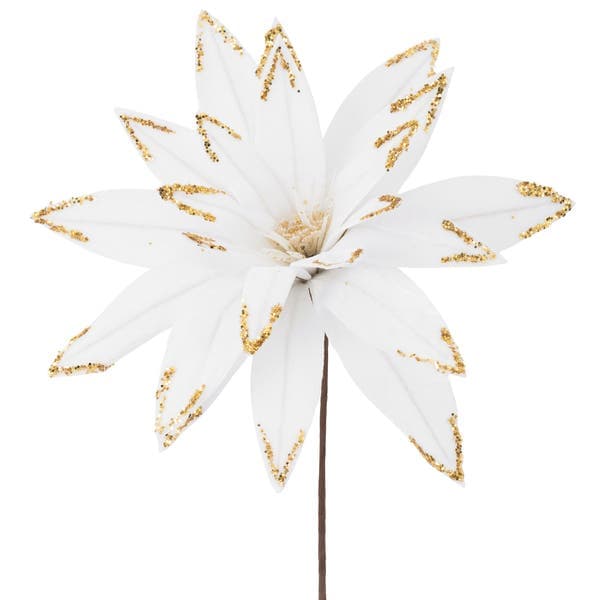 Flor Decorativa Metal e Plástico Branco 62,5cm Cromus
