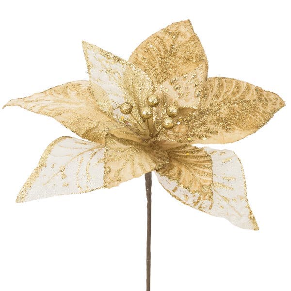Flor Plástico e Tecido Dourado Cromus 20x30cm