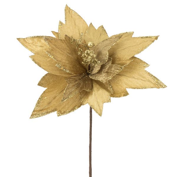 Flor Plástico e Tecido Dourado Cromus 30x24cm