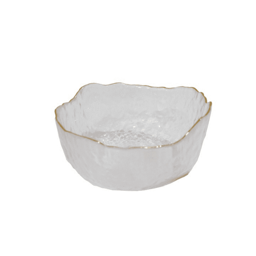 Floreira de Vidro com Borda Dourada Home Design 17 cm