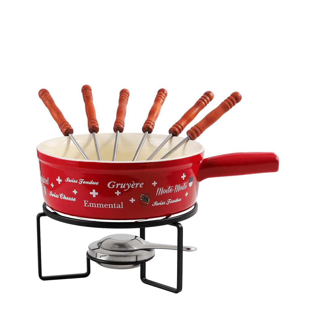 Fondue de Cerâmica Swiss Cheese Vermelho 28cm