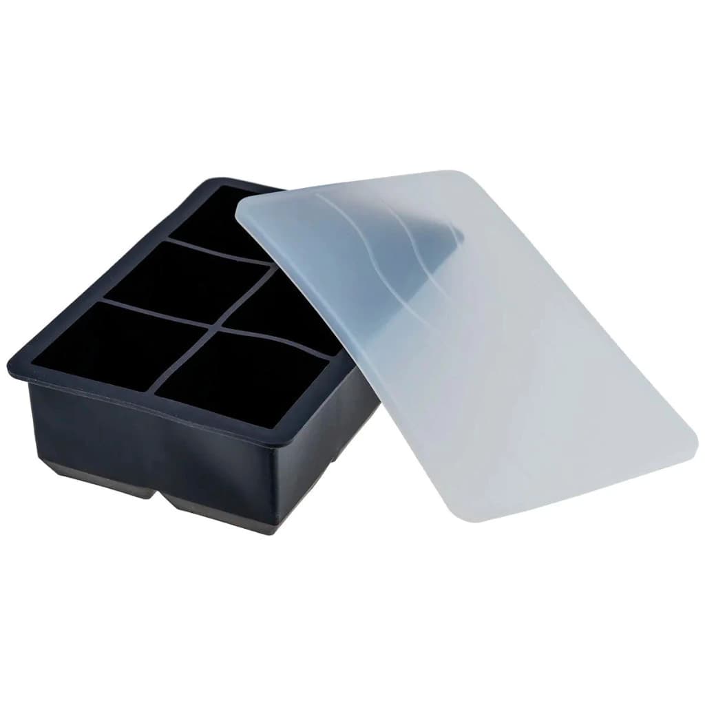 Forma para Gelo de Silicone Preta com Tampa 6 Cubos