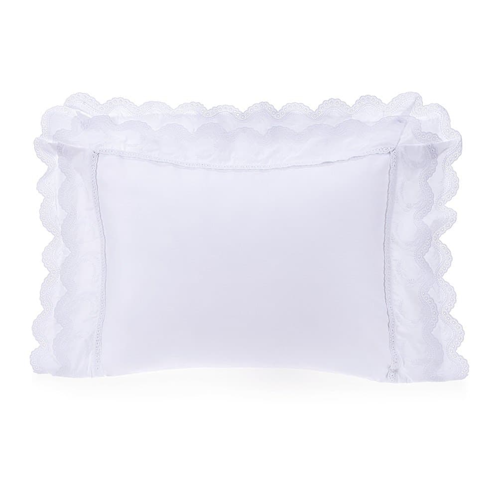 Fronha Romanza 300 Fios Trussardi Branco e Branco 50cm x 70cm