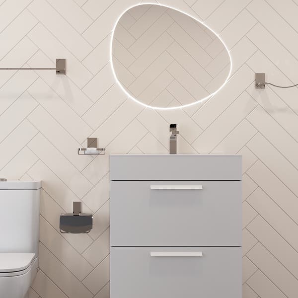 Gabinete para Banheiro com Cuba 80cm Madeira MDF Branco Debba Roca