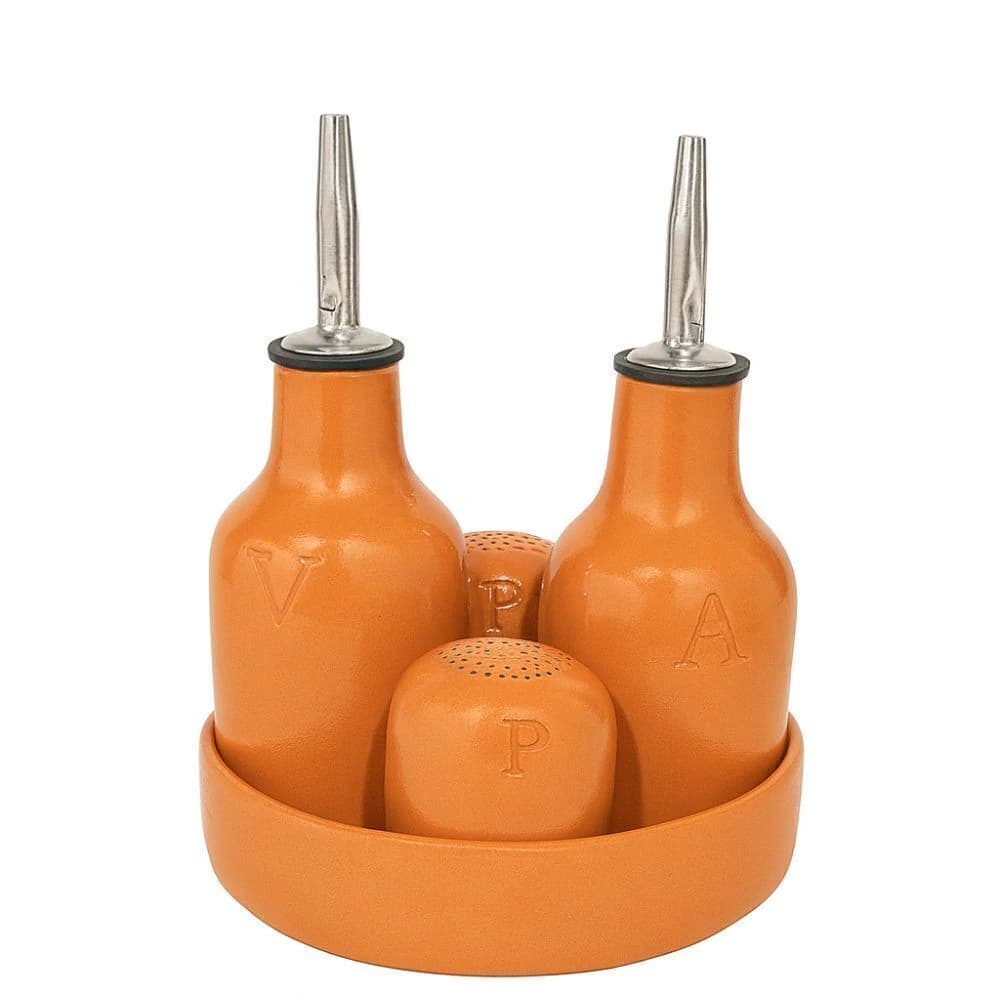Galheteiro de Cerâmica Terracota 5pçs