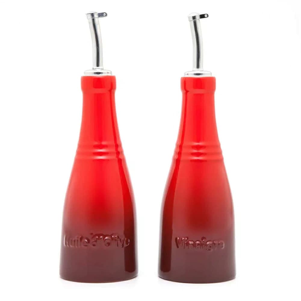 Galheteiro Óleo Vinagre de Cerâmica Le Creuset Vermelho 2pçs