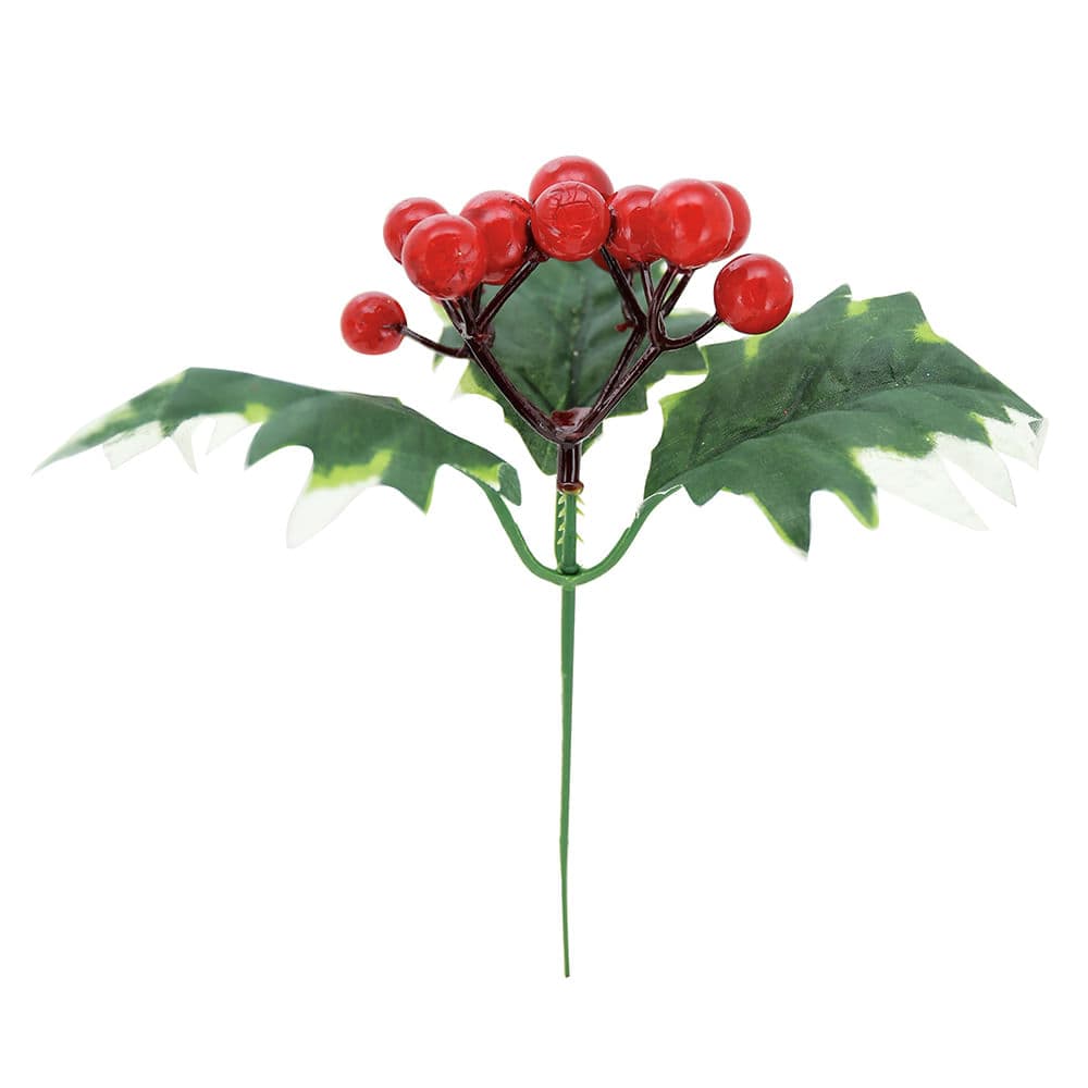 Galho de Natal Azevinho com Berries 15cm - Magizi