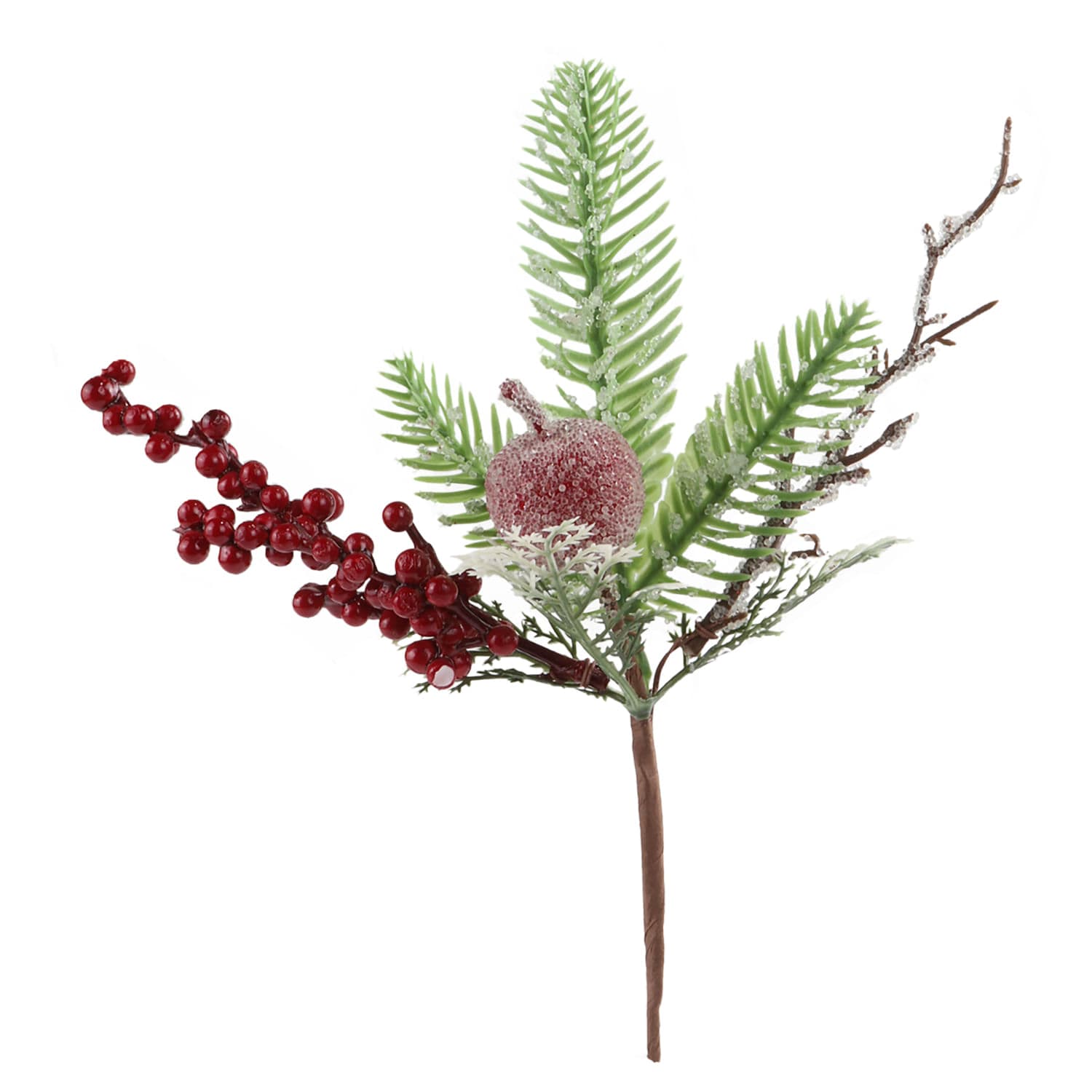 Galho Folhagem e Fruta Berries Nevado 26cm - Yangzi