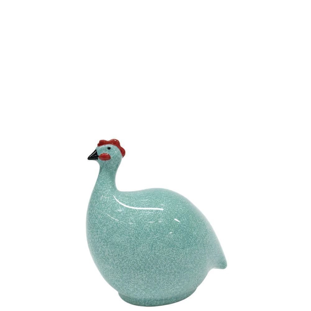 Galinha de Angola Decorativa de Porcelana Azul 22x22cm