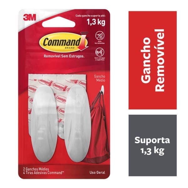 Gancho Adesivo 10,8x5,8x3,49cm Branco 3M