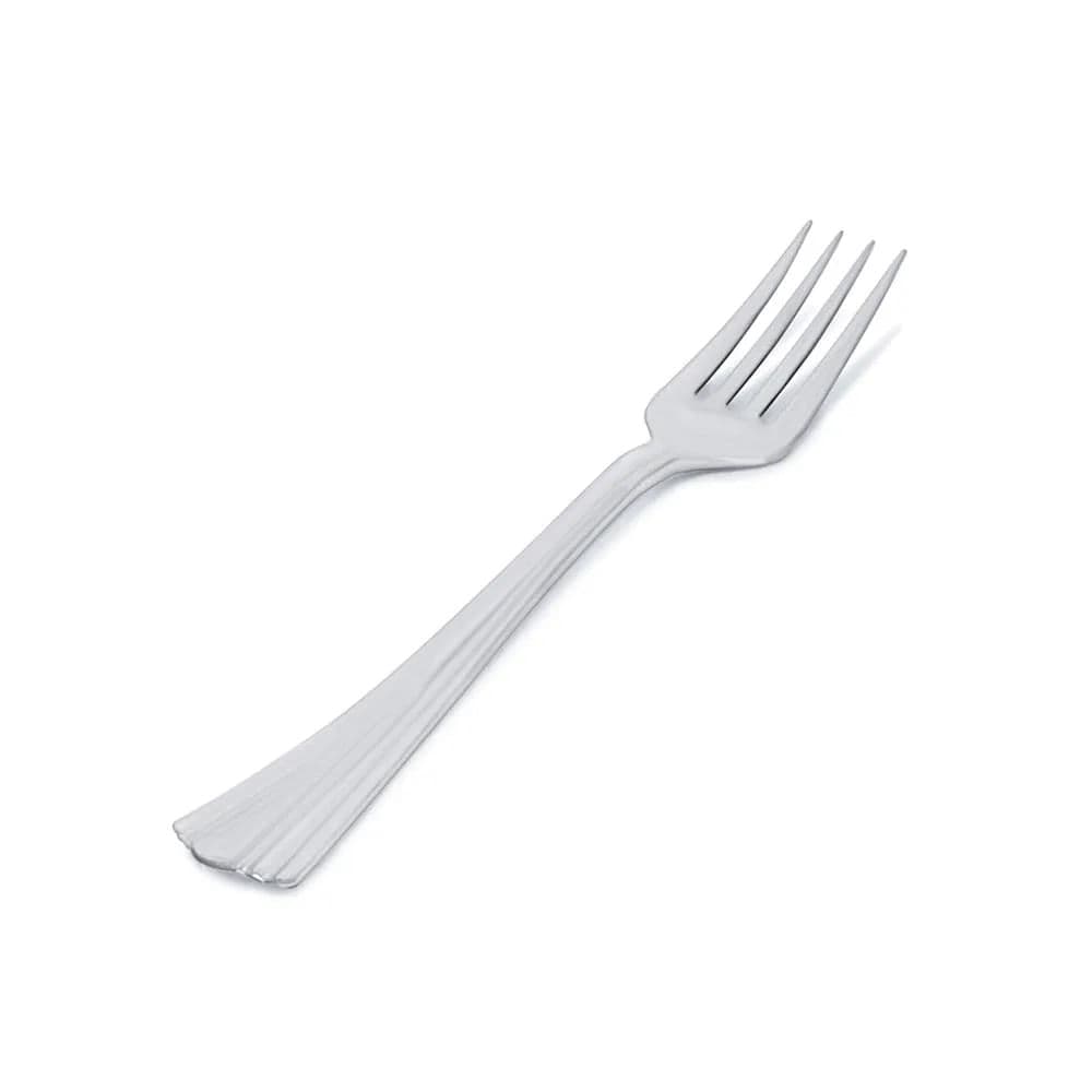 Garfo de Plástico Clássica 10 Unidades Prata - Silver Plastic