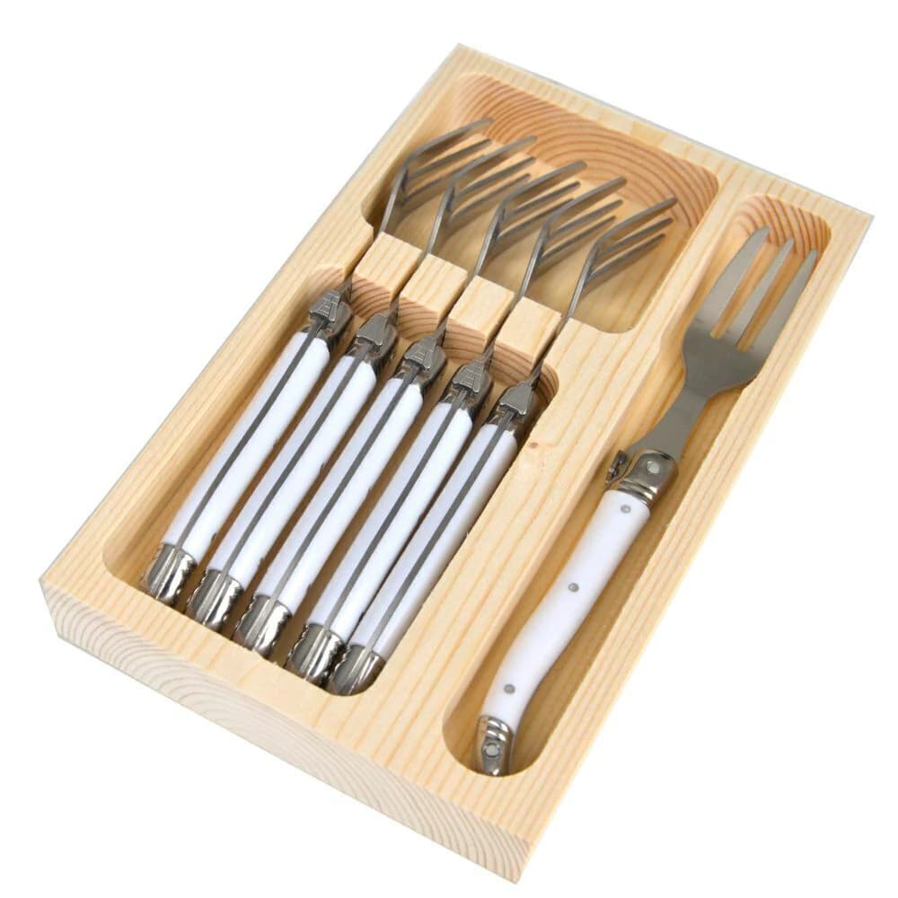 Garfo de Sobremesa de Aço Inox Laguiole Branco 17cm 6pçs
