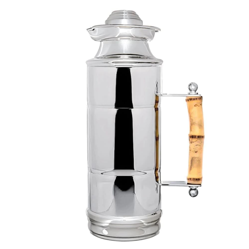Garrafa Térmica de Prata com Alça de Bambu Shefield Plate 1l