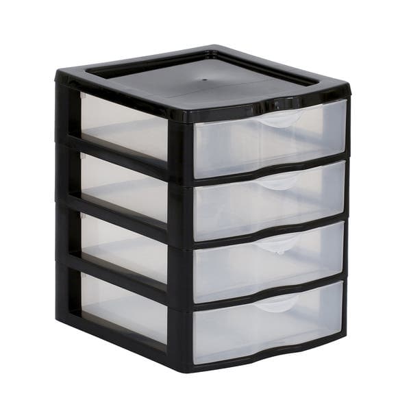 Gaveteiro de Mesa 22,5x18x21cm Plástico Preto Nitronplast