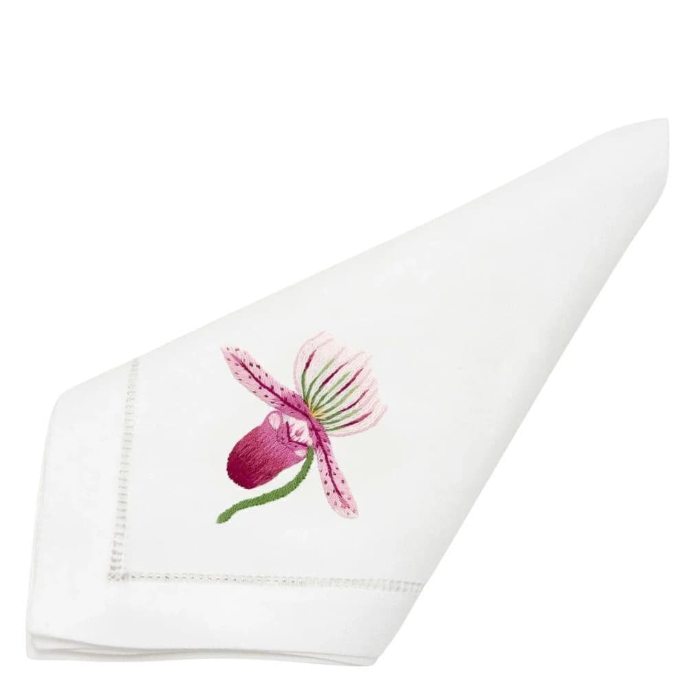 Guardanapo de Algodão Bordado Orquídea Pink 40cm