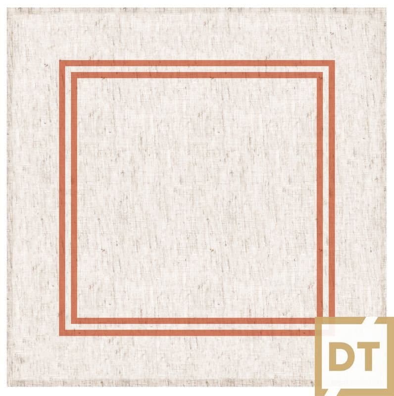 Guardanapo De Mesa Linho Decortextil Off Com Laranja 45cm x 45cm