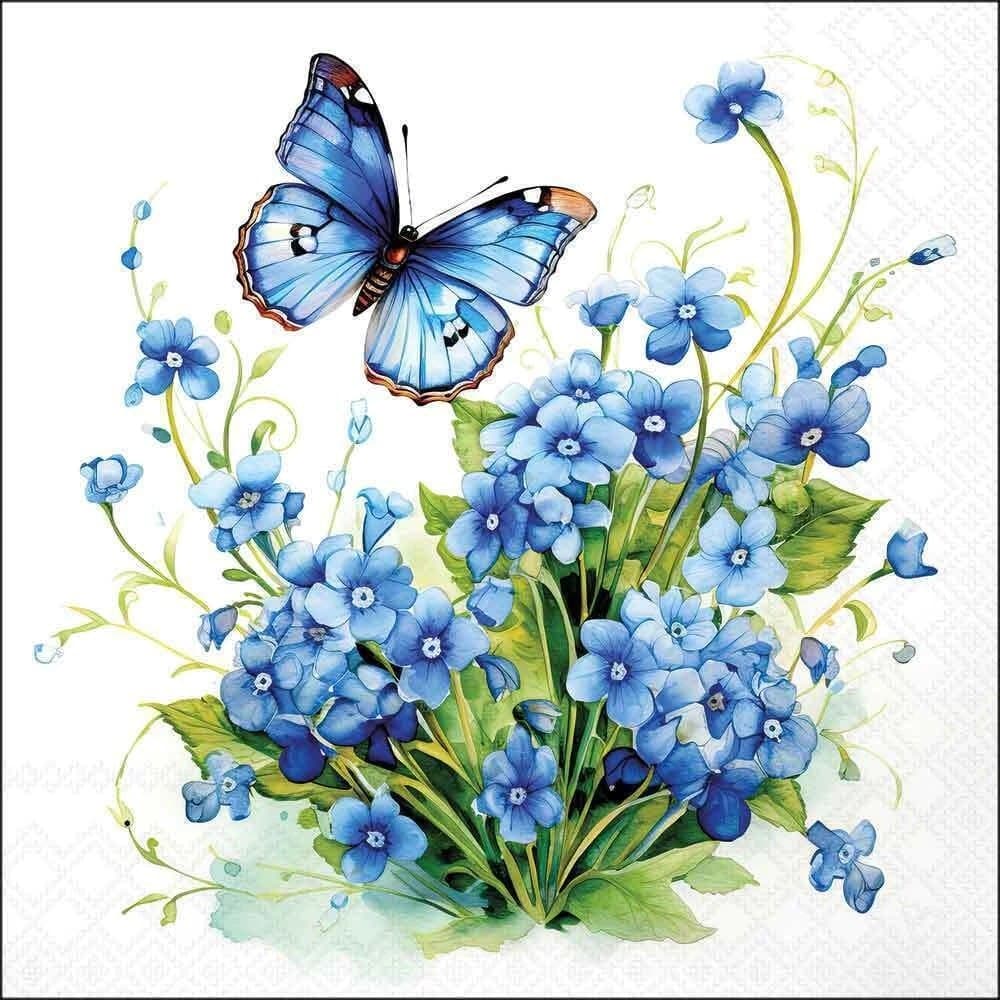 Guardanapo Papel Flores Azul 33x33 20 Folhas - Ambiente