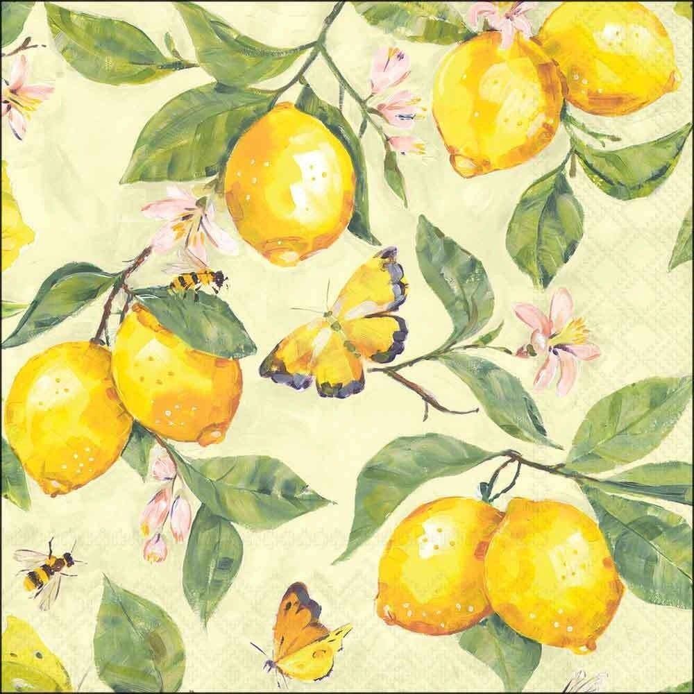 Guardanapo Papel Limão Amarelo 33x33 20 Folhas - Ambiente