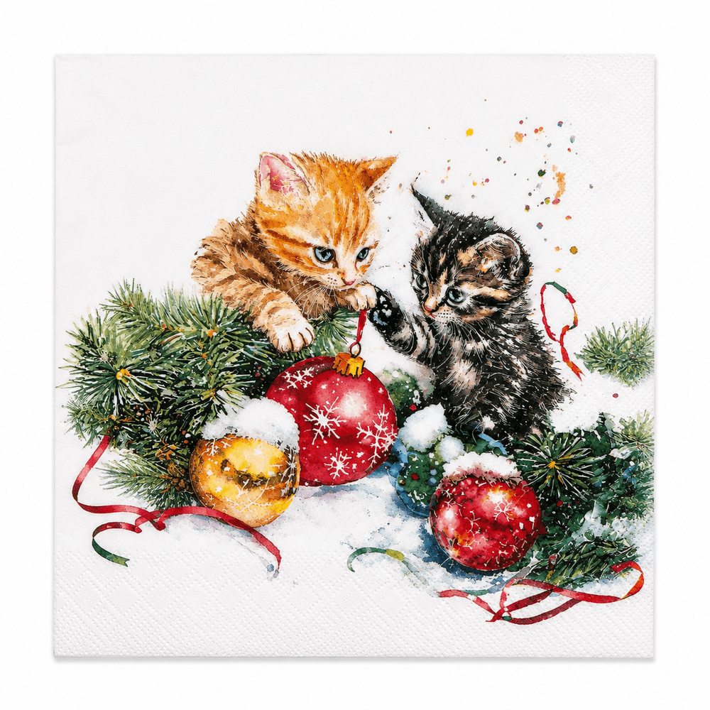 Guardanapo Papel Natal Gatinhos 33x33 20 Folhas - Ambiente