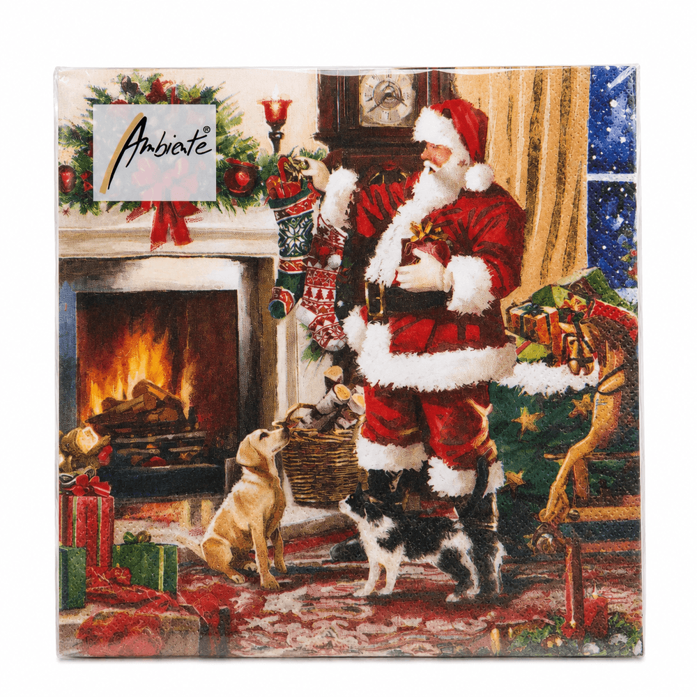 Guardanapo Papel Natal Noel Lareira 33x33 20 Folhas - Ambiente