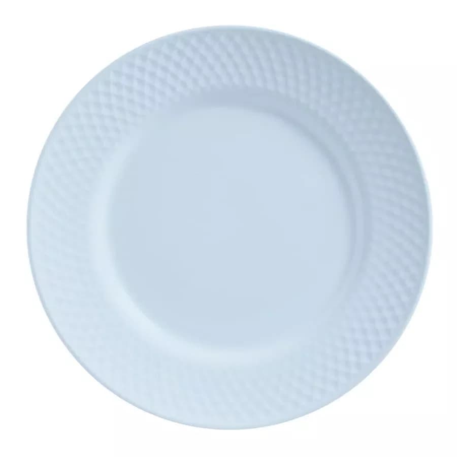 Jogo 06 Pratos Rasos Relevo Soft Blue Alleanza Cerâmica 29 cm