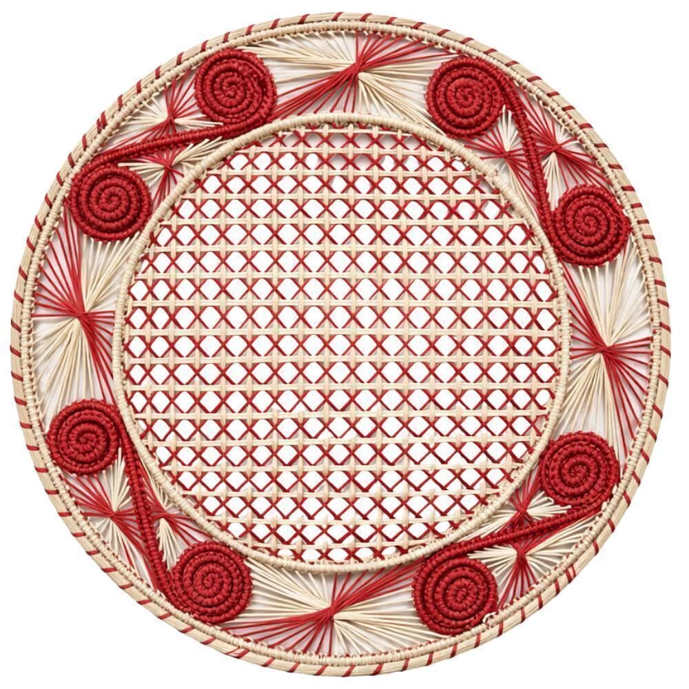 Jogo Americano de Palha Colombiana Caracol Vermelho 34cm