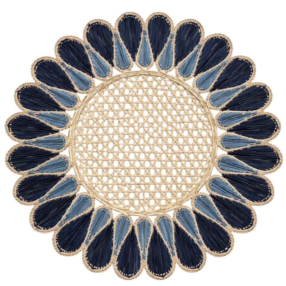 Jogo Americano de Palha Colombiana Flor Azul 34cm