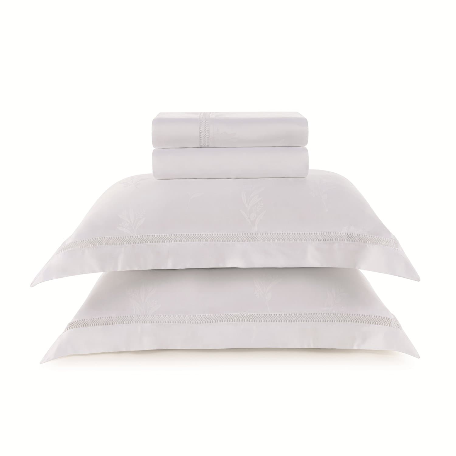 Jogo Cama Queen Olivine Bambu 300 Fios Trussardi Branco 240cm x 280cm
