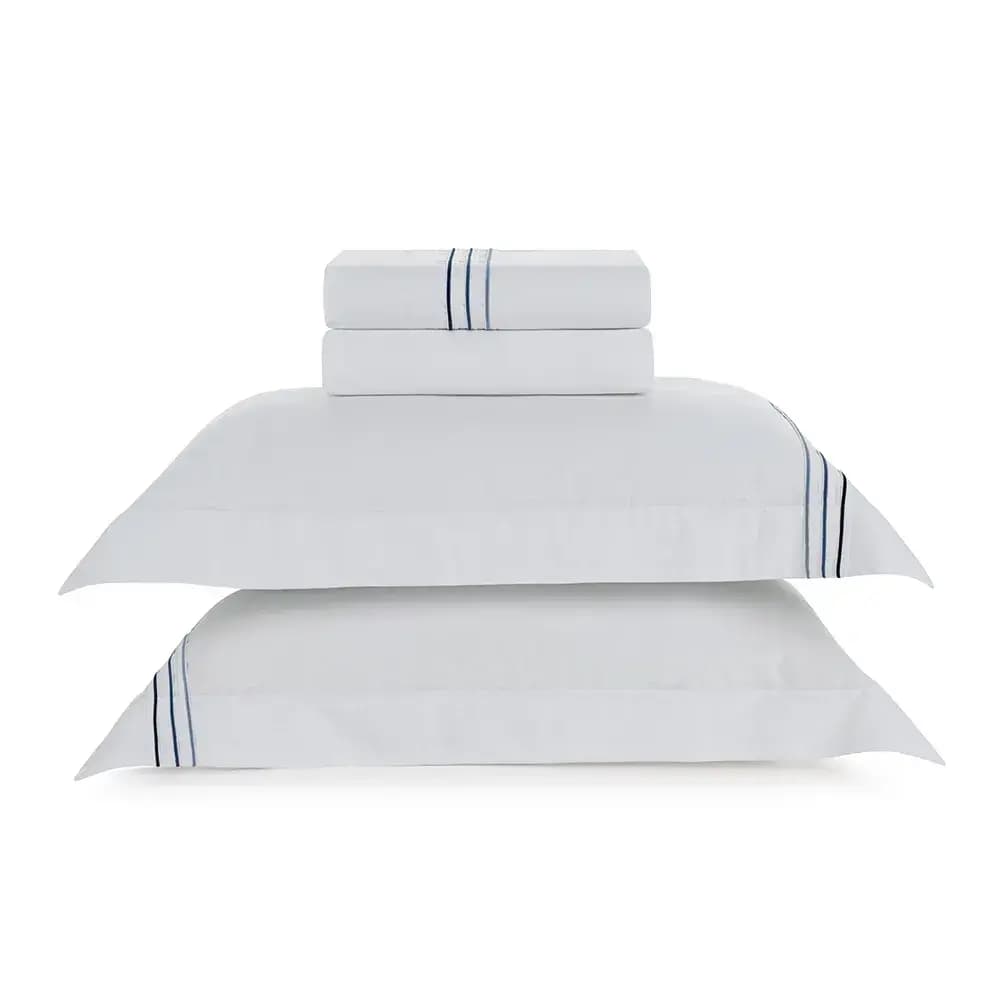 Jogo de Cama King Menfi 200 Fios Branco\/Azul Trussardi — King
