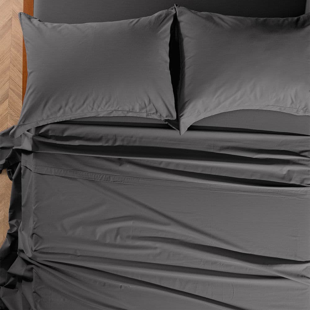 Jogo de Cama Queen 200 Fios 100% Algodão Ivy Cinza Nanquim