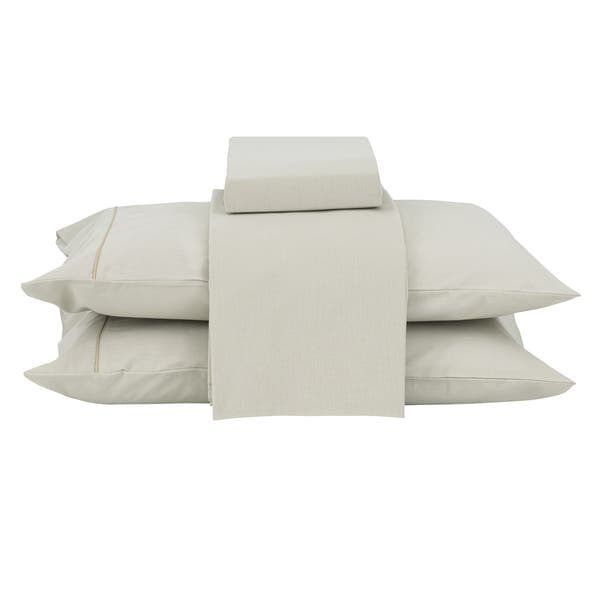 Jogo de Cama Queen Padrão 4 Peças Algodão 150 Fios Bege Beca Decor