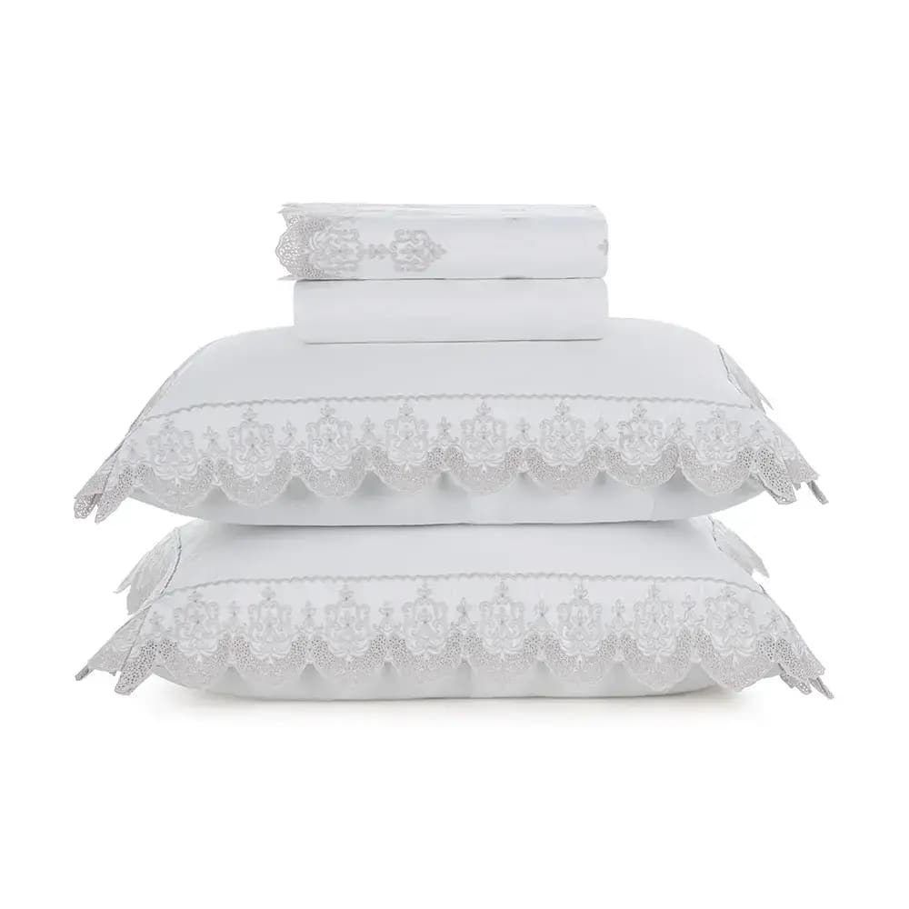 Jogo de Cama Queen Ricami 300 Fios Trussardi — Queen