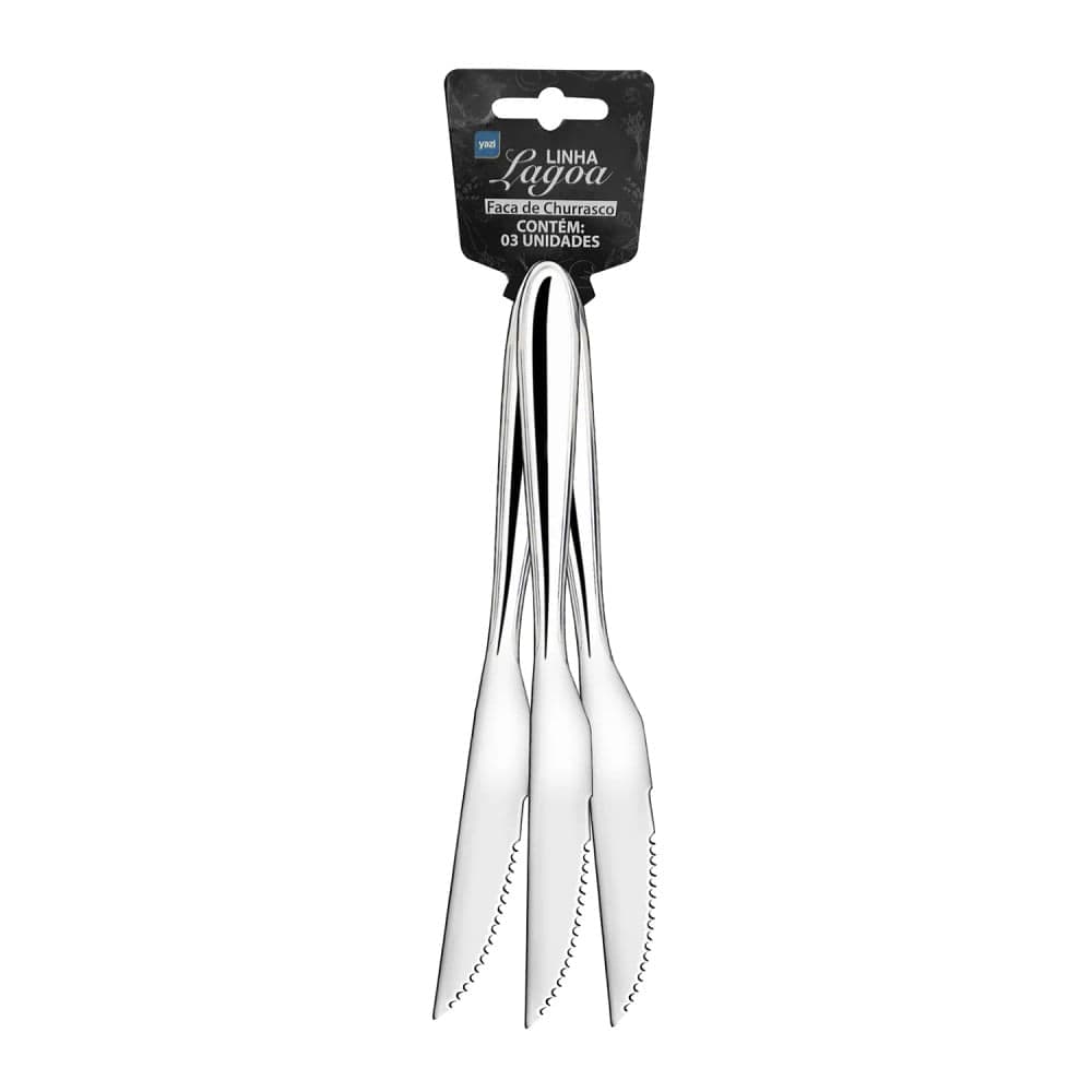Jogo de Facas para Churrasco Lagoa 3 Peças Inox - Tuut