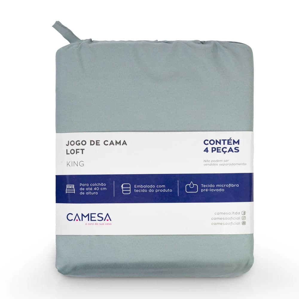 Jogo de Lençol Loft King Listone 4 Peças Cinza - Camesa