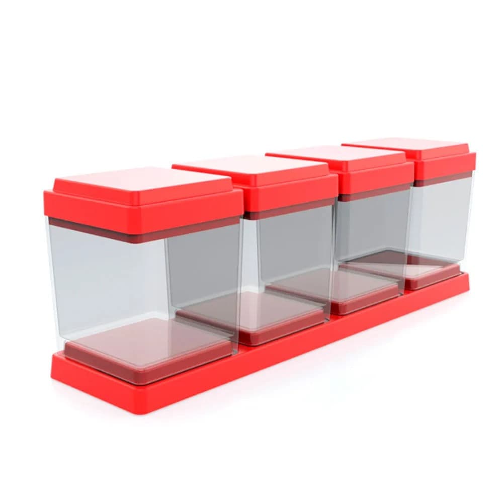 Jogo de Porta Condimentos 4 Peças Vermelho - Utility