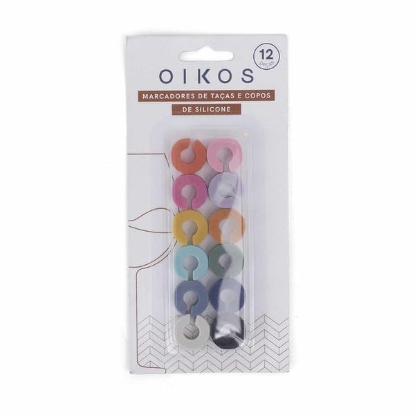 Kit 12 Marcadores de Silicone para Taças e Copos Oikos