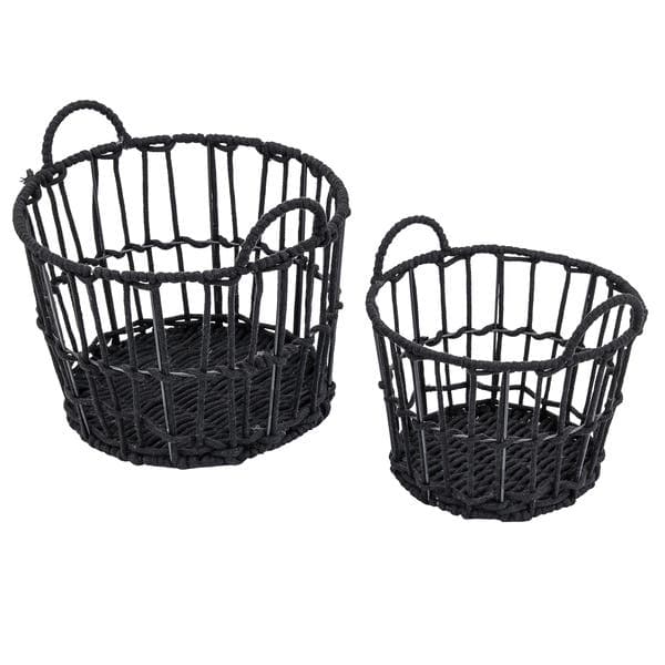 Kit 2 Cestos Organizadores Metal e Tecido Cinza Escuro Bueno Mek