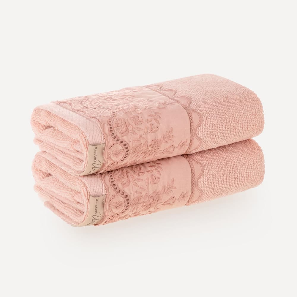 Kit 2 Toalhas de Lavabo com Bordado Aplicado Antônia Aura/Rosé