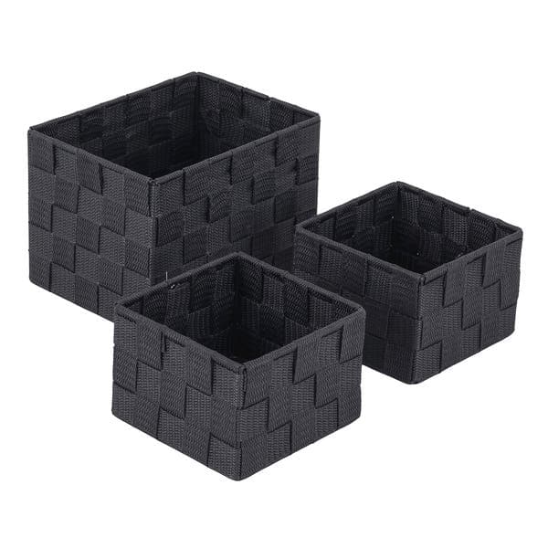 Kit 3 Cestos Organizadores Plástico e Metal Preto Paris Sensea