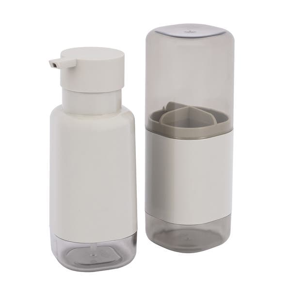 Kit Acessórios de Bancada para Banheiro 2 Peças Bege Dual OU
