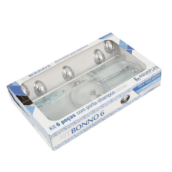 Kit Acessórios de Parede 6 Peças Bonno Verde e Prata Stamplas